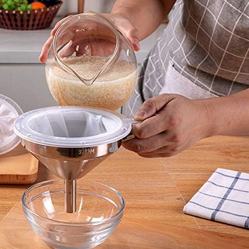 Stainless Steel Funnel with Fine Mesh Strainer, 5-Inch Metal Hopper