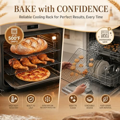 4-Tier Stackable Cooling Rack Set, Heavy Duty Stainless Steel Baking