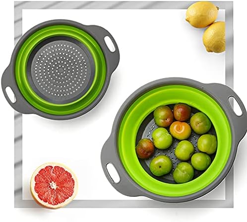 Collapsible Colander Set, Silicone Folding Strainers Set of