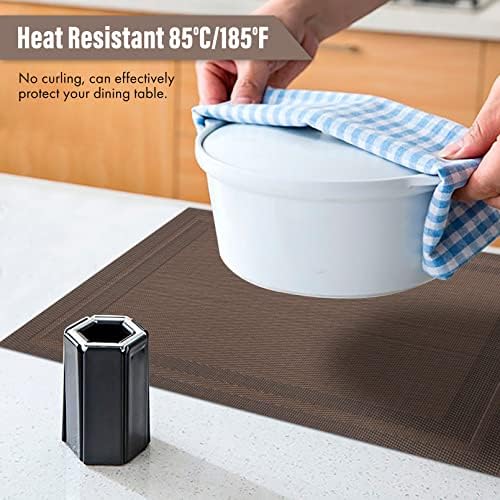 Winknowl Placemats Set of 4,Heat Resistant Woven Vinyl Washable PVC