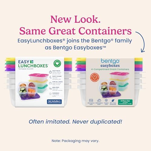 Bentgo Easyboxes 4-Compartment Snack Containers - 8-Piece Set with 4