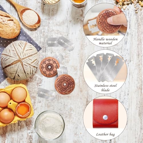 AHIER 14PCS Wood Sourdough Bread Lame Dough Scoring Tool Set with