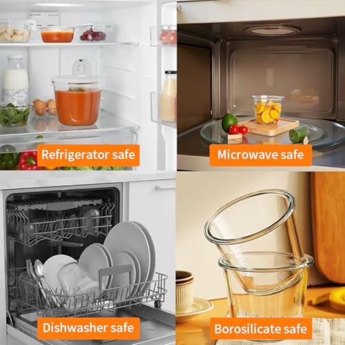 H.JSS WDJS 4-Pack 23oz Glass Food Storage Containers with Airtight