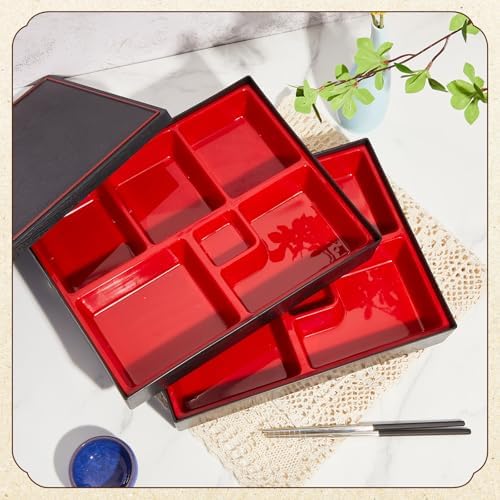Teenyyou 1 Pcs Japanese Bento Box, 12 x 9.5 x 2.2 Inch