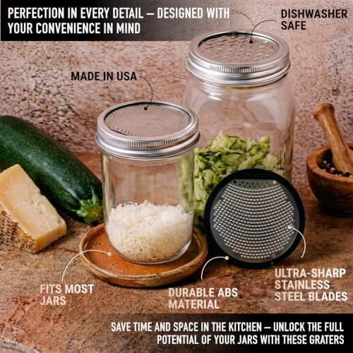 Microplane 2-Piece Ultimate Mason Jar Lid Grater Set, Fine & Ribbon