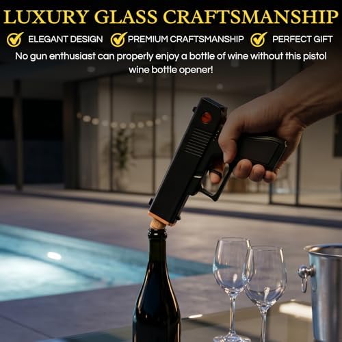 Electric Gun Wine Corkscrew Bottle Opener - Rechargeable Holster Base