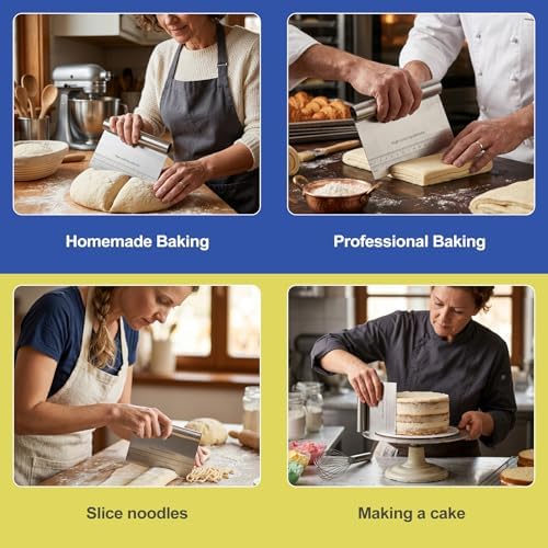 2 Pack Stainless Steel Dough Scraper & Dough Cutter, Pastry Knife &