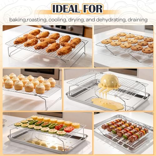 P&P CHEF 4 Tier Stackable Cooling Racks for Cooking and Baking, 15" x