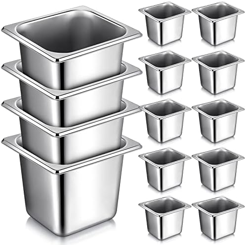 Rtteri 22 Pcs 1/6 Size Pan 6 Inch Deep Metal Hotel Steam Table Pan