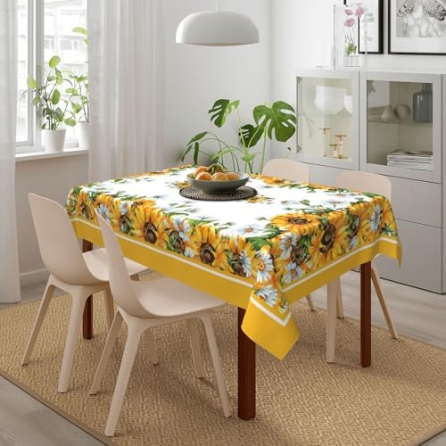 Sunflower Rectangle Tablecloth Washable Table Cloth 60x90 Inch Table