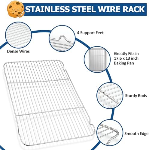 TeamFar Baking Sheet with Cooling Rack Set, 17.6 x 13 x 1 inch