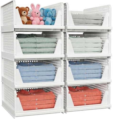 caktraie 4 Pack Stackable Closet Storage Baskets