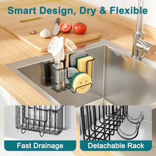 Fikoksol Sponge Holder for Kitchen Sink, Adhesive Hook
