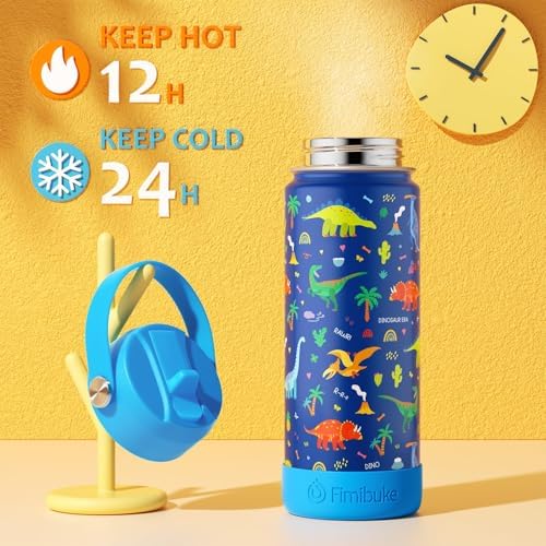 Fimibuke Kids Insulated Water Bottle, 18oz BPA FREE Kids Cups with