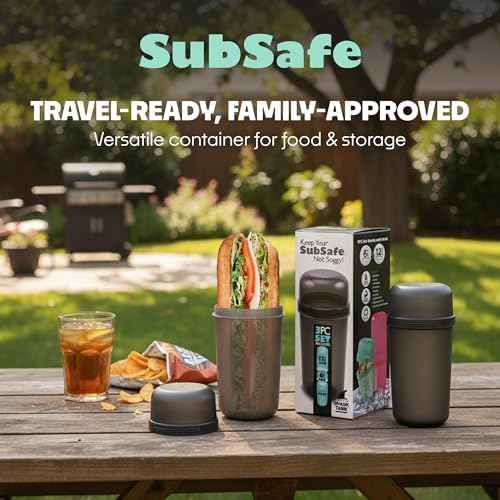SubSafe 3-Piece Sub Sandwich Container, Charcoal Grey