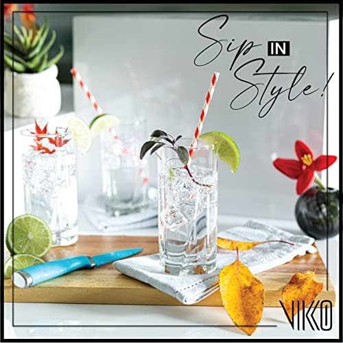 Vikko Drinking Glasses, 12 Oz Drinking Glasses Set of 6, Crystal Clear