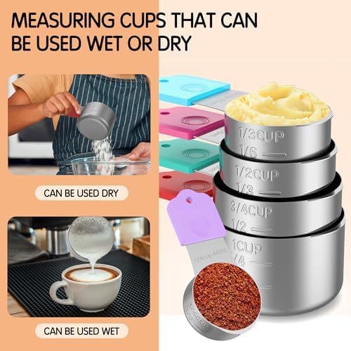 Magnetic Stainless Steel Measuring Cups Set of 5 for Cooking & Baking