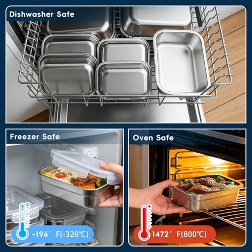 10PCS 304 Stainless Steel Food Storage Containers with Lids