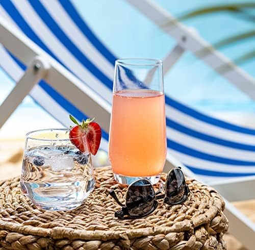 Le'raze Everyday Drinking Glasses Set of 8-4 Tall Highball Glass Cups