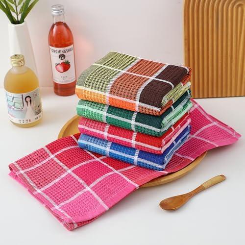 Bright Large Kitchen Towels, 4-Pack, 16 Inch x 26 Inch Buffalo Check