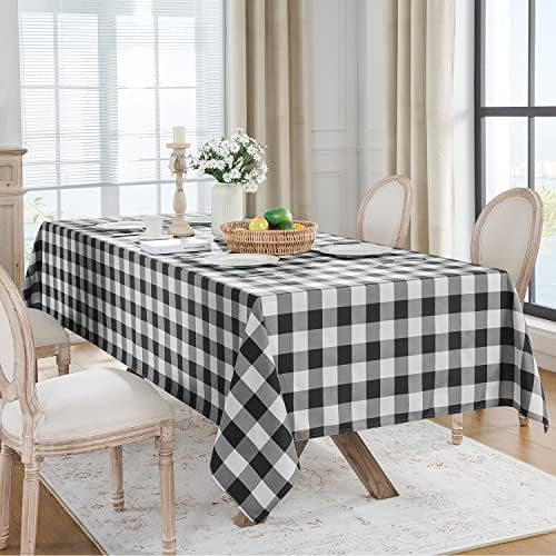 Softalker Gingham Tablecloth Rectangle, Black and White, 60 x 84 Inch