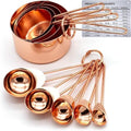 Copper Stainless Steel Measuring Cups and Spoons Set of 8 Engraved