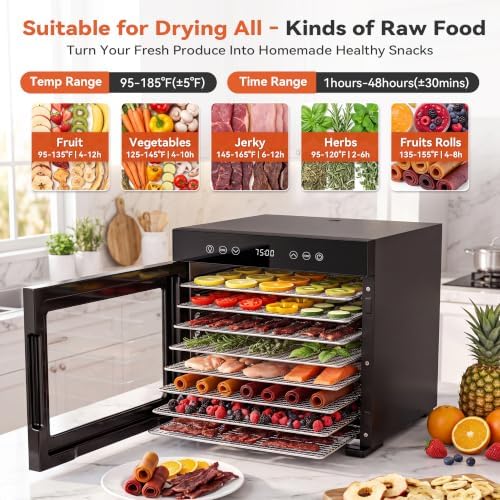 Manastin Food Dehydrator, 8 Stainless Steel Trays