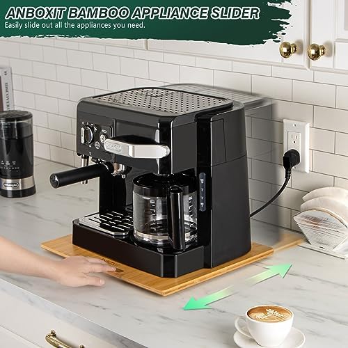 ANBOXIT Wide Bamboo Appliance Slider for Coffee Maker