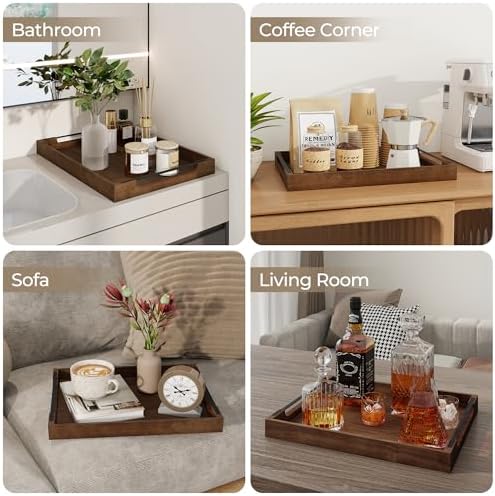 Axeman Wooden Serving Tray with Metal Handles|Ottoman Tray for