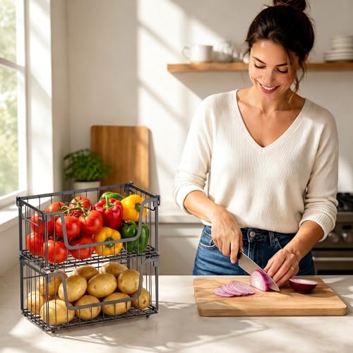 4 Pack Foldable Wire Storage Baskets