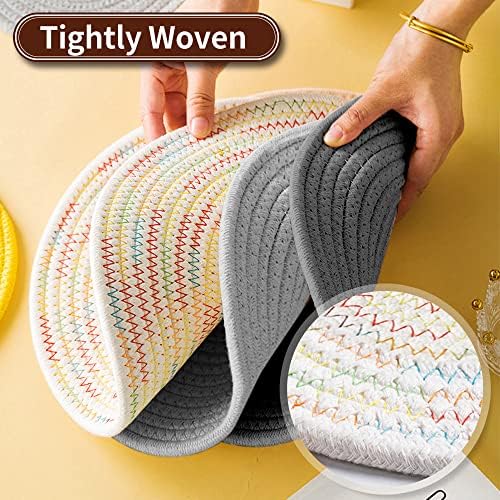 12" Pure Cotton Trivets Set with 0.35" Thick (3 Pcs, Grey)