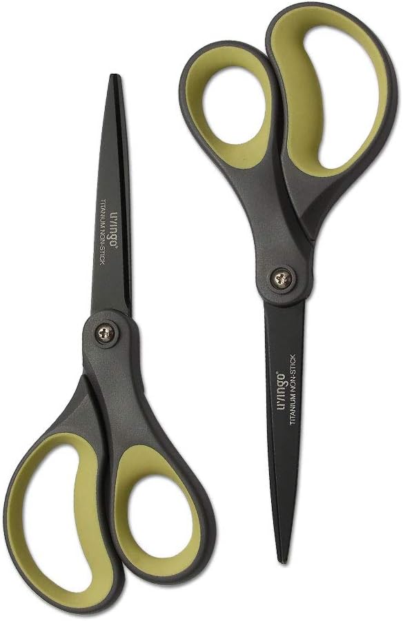 LIVINGO 2 Pack 8" Titanium Non-Stick Scissors, Professional Stainless Steel by LIVINGO