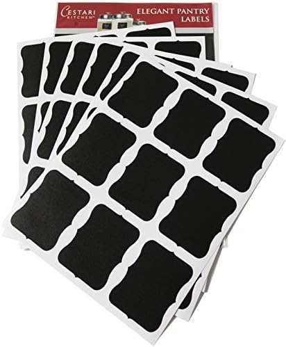 Cestari Large Chalkboard Labels – 54-Pack Black Reusable Jar Labels