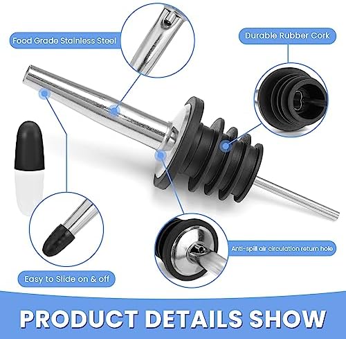 24 Pack Liquor Pour Spouts Set - Stainless Steel bottle spout and