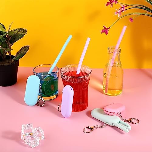 Cobee 4 Set Reusable Silicone Straws Kit, Foldable Portable Straws