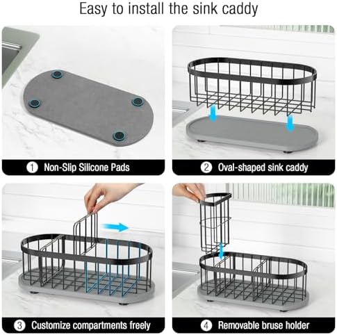 Sink Caddy with Stone Drying Mat and High Brush Holder