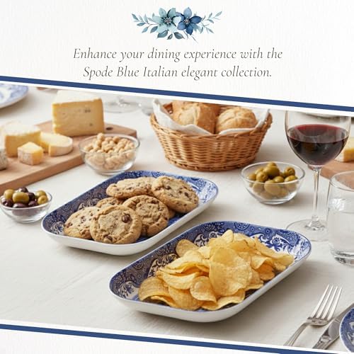 Spode Blue Italian Pickle Dishes, Set of 2 - Countryside & Scroll