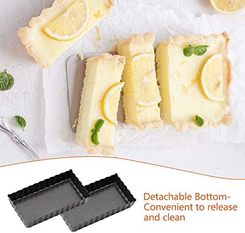 Mini Tart Pan Set of 6 Rectangular Non-Stick 4 Inch Quiche Pan Loose