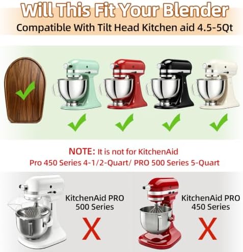 Acacia Wood Mixer Slider Mat for KitchenAid 4.5-5 Qt