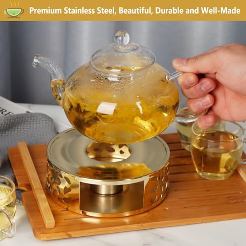 KAYCROWN Teapot Warmer, Stainless Steel Tea Warmer with Candle Holder