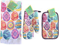Easter 3 Piece Egg Pastel Kitchen Towel Set with Matching Oven Mitt