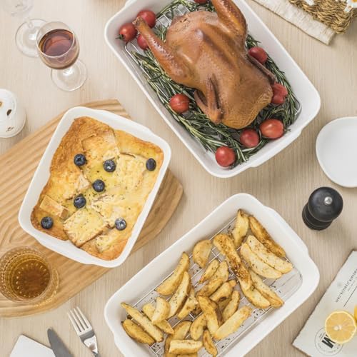 HOMBENE Ceramic Baking Dish Set with Handles, 1.2/2/3/4.2 QT