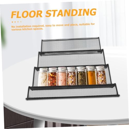 STOBAZA Black Metal Spice Drawer Organizer Insert for Jars, Tiered