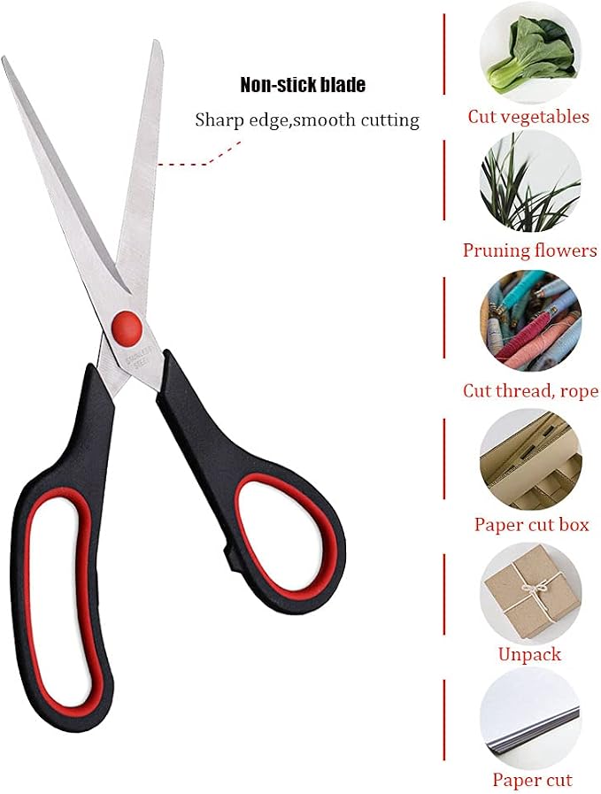 Scissors, 8.5 Inch Ultra Sharp Shears, Comfort-Grip Handles Household - Image 4
