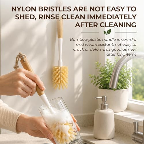 2-Pack 11.4 Inch Bamboo Bottle Brushes