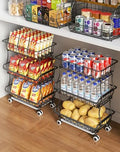 OKZEST 3-Tier Rolling Pantry Floor Organizers and Storage Cart with