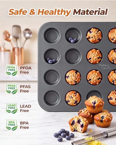 Bake Choice Mini Muffin Pan, Nonstick 24 Cup Mini Cupcake Pans
