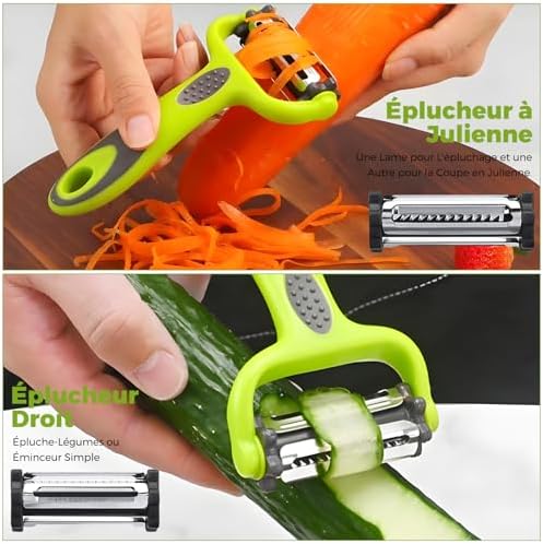KOOSREEL Multifunctional Peeler Set, 3-in-1 Peeler, Straight Peeler