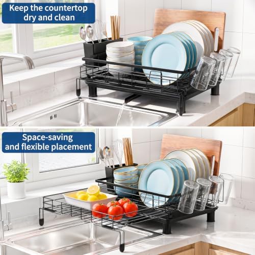 Expandable Dish Drying Rack with Draining Tray