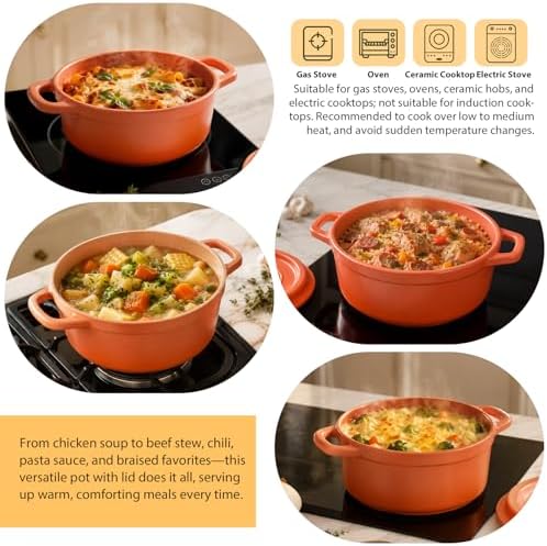 Ceramic Dutch Oven Pot with Lid, 3.17 QT – Non Stick Casserole Ceramic